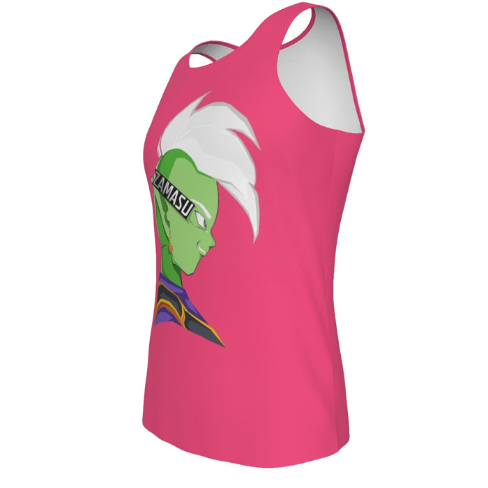 Dragon Ball Super Cool Grin Zamasu Potara Earring Pink Tank Top