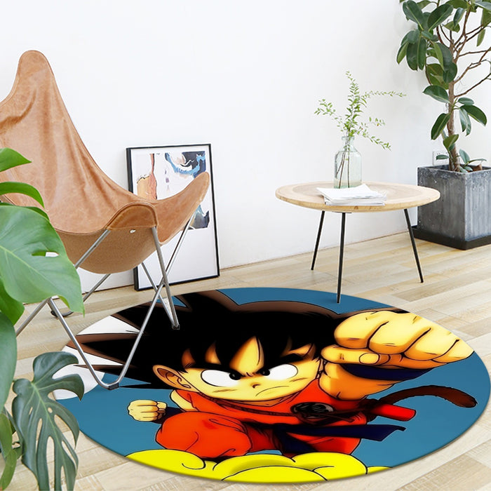 Young Goku Kid Flying Cloud Fight 3D Dragonball Round Mat