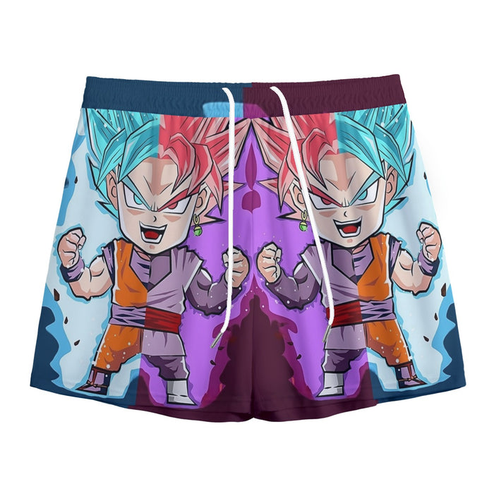 DBZ Goku Zamasu SSGSS God Blue Rose Super Saiyan Chibi Mesh Shorts