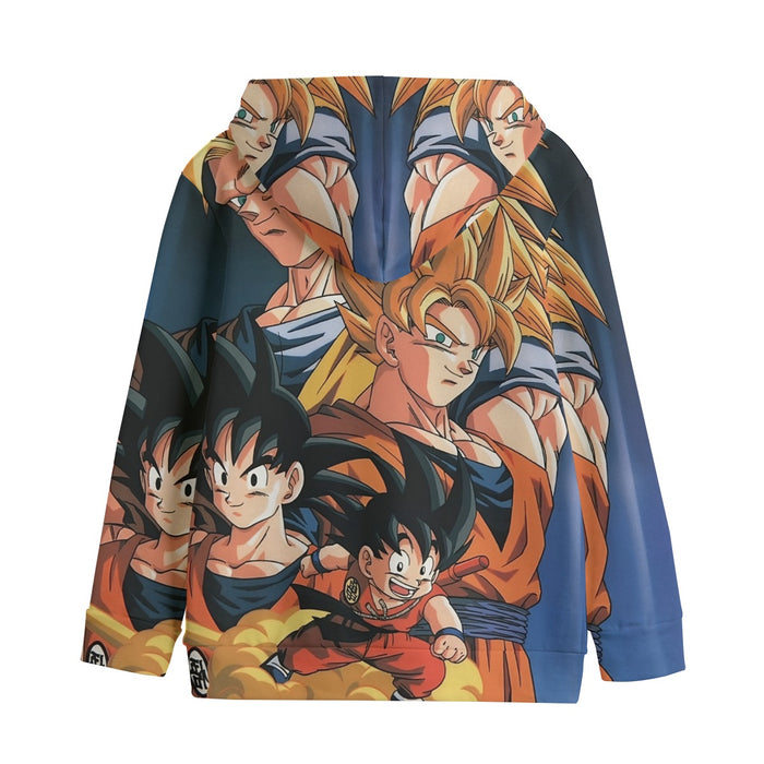 Goku Evolution from Kid to SSJ3 Transformation Dopest 3D Kids' Hoodie