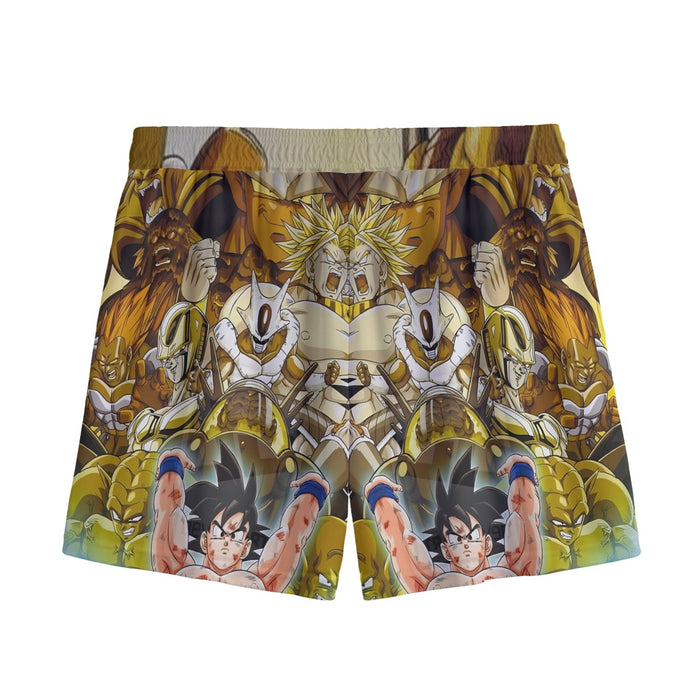 DBZ Goku Spirit Bomb Destroy Villains Cooler Broly Namek Golden Mesh Shorts