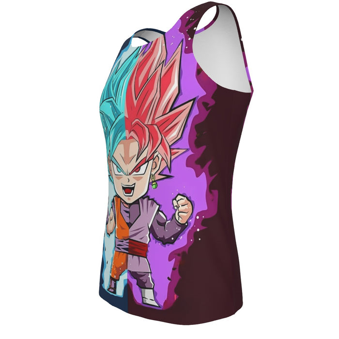 DBZ Goku Zamasu SSGSS God Blue Rose Super Saiyan Chibi Tank Top