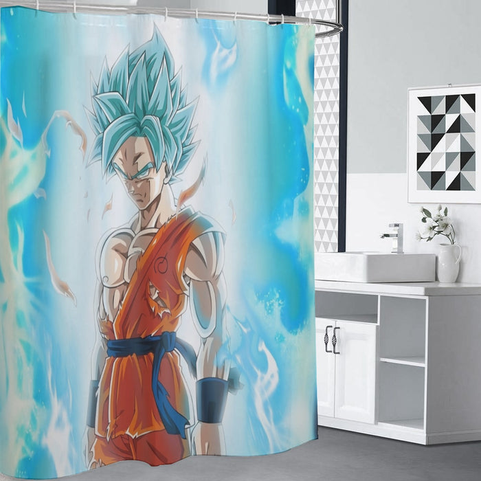 Dragon Ball Serious Super Saiyan Goku 2 Blue Epic Aura Shower Curtain