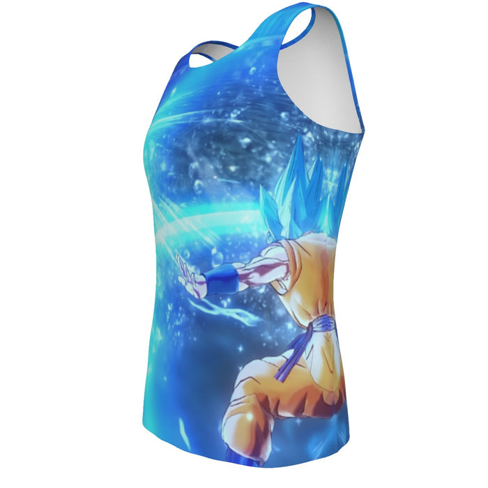 DBZ Goku SSGSS Saiyan God Blue Aura Blasting Streetwear Tank Top