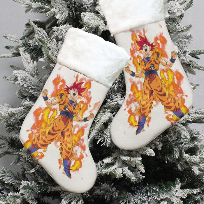 Awesome Goku Super Saiyan God Transformation DBZ Christmas Socks