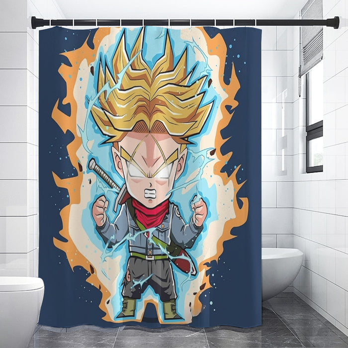 Dragon Ball Future Trunks Saga Super Saiyan Chibi Design Shower Curtain