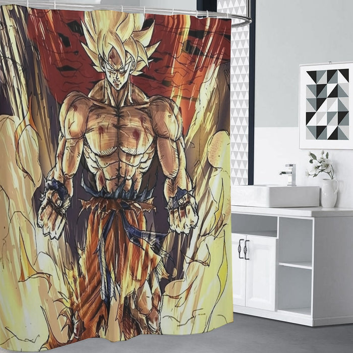 Powerful Goku Super Saiyan 2 Transformation SSJ2 Shower Curtain