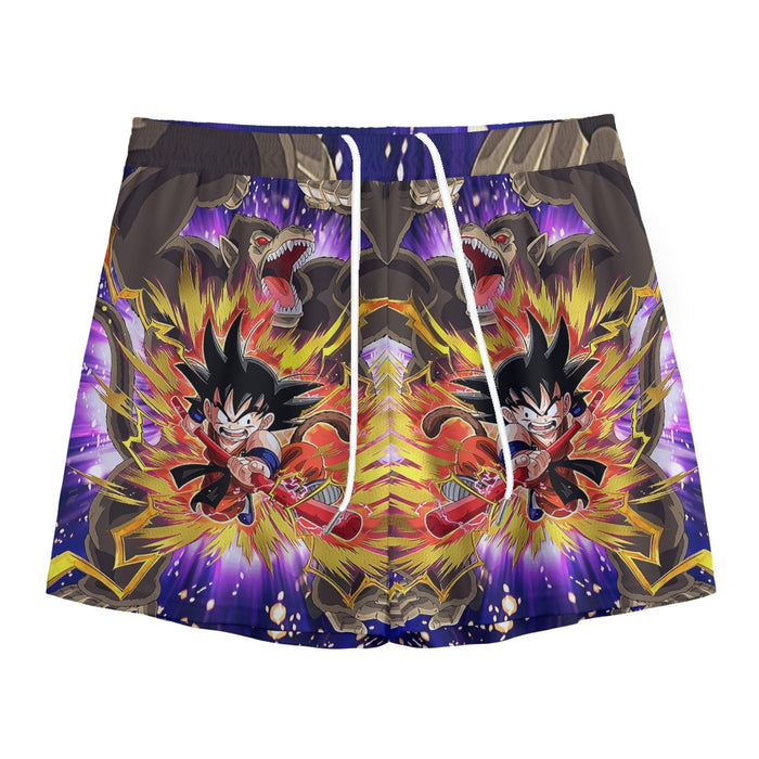 Great Ape Monkey Warrior Angry Kid Goku Fighting 3D Mesh Shorts