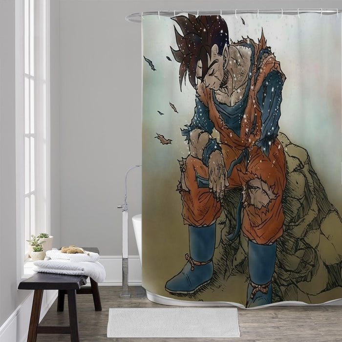 Dragon Ball Gohan Exhausted Sad Simple Design Vintage Streetwear Shower Curtain