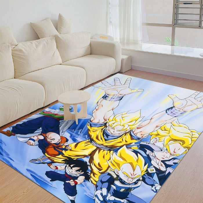 DBZ Goku Saiyan Spirit Bomb Vegeta Piccolo Gohan Trunks Vibrant Design Rug