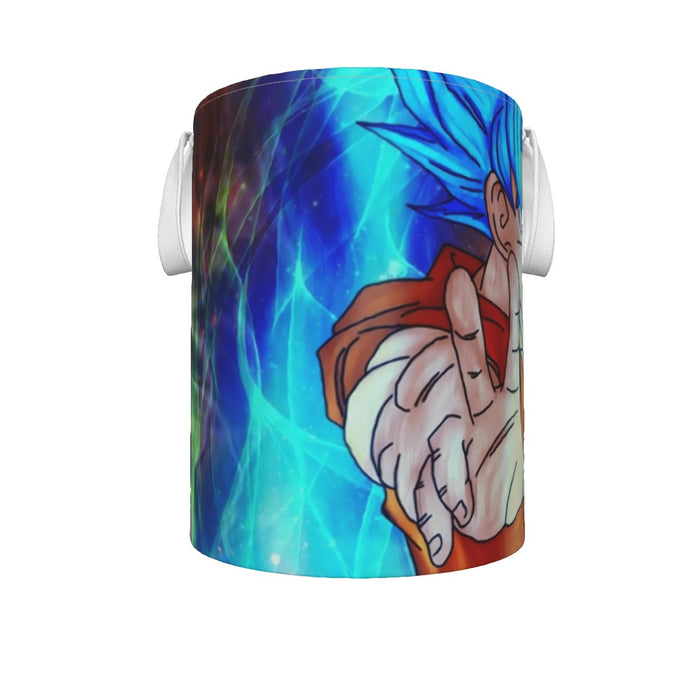 DBZ Goku Super Saiyan God Blue SSGSS Power Aura Fire Theme Design Laundry Basket