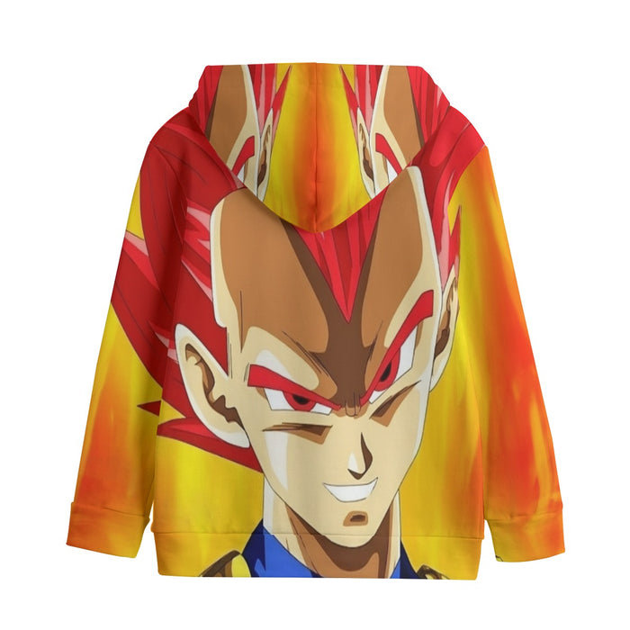 Dragon Ball Vegeta Super Saiyan Red God Vibrant Print Kids' Hoodie