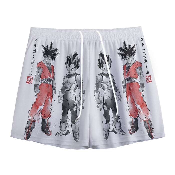 Watercolor Goku And Vegeta Posing Dragon Ball Z Mesh Shorts