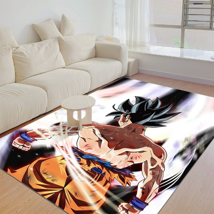 Dragon Ball Goku Damaged Battle Muscular Powerful Aura Rug