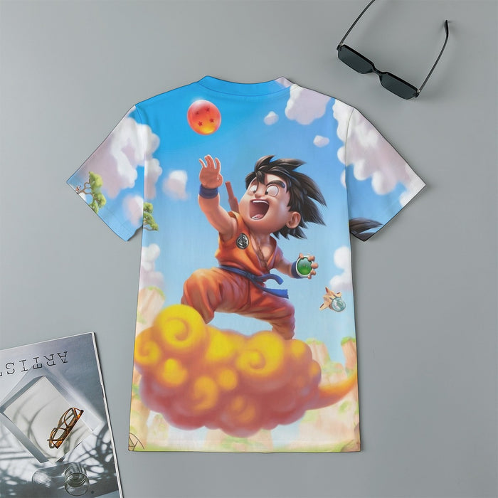 Dragon Ball Goku Kid Ride Flying Nimbus Cute Dope Streetwear Kids T-Shirt