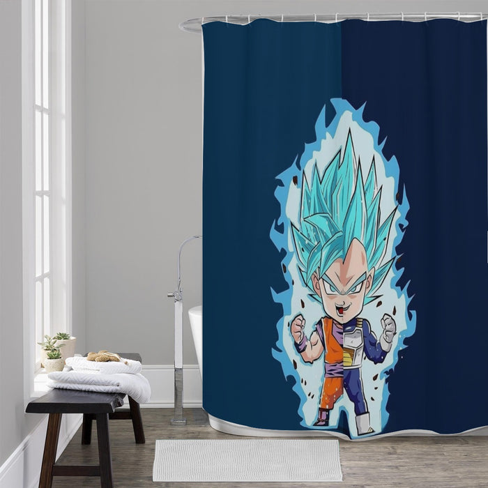 DBZ Goku Vegeta SSGSS God Blue Super Saiyan Chibi Sketch Shower Curtain