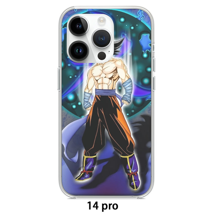 DBZ Goku Muscular Saiyan Vibrant Background Art Style Iphone 14 Case