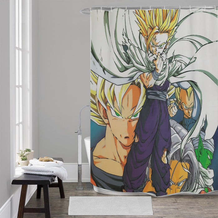 Dragon Ball Teen Gohan Super Saiyan Goku Vegeta Trunks Super Style Shower Curtain