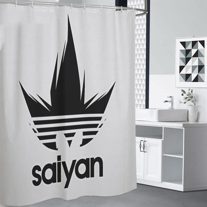 Dragon Ball Z Black Saiyan Adidas Parody Print Gray Shower Curtain