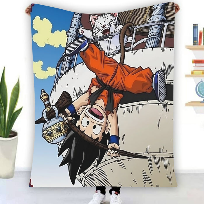 The Naughty Kid Goku and Korin Wise Cat Dragonball Blanket