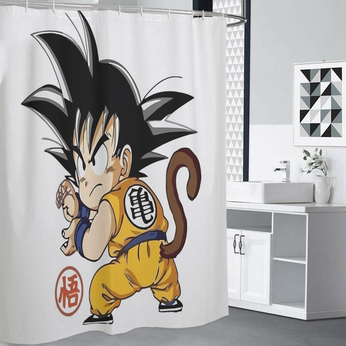 Cute Kid Goku Yellow Clothing Dragon Ball Z Shower Curtain