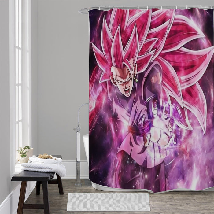 Dragon Ball Black Goku Rose 3 Ultra Instinct Epic 3D Shower Curtain