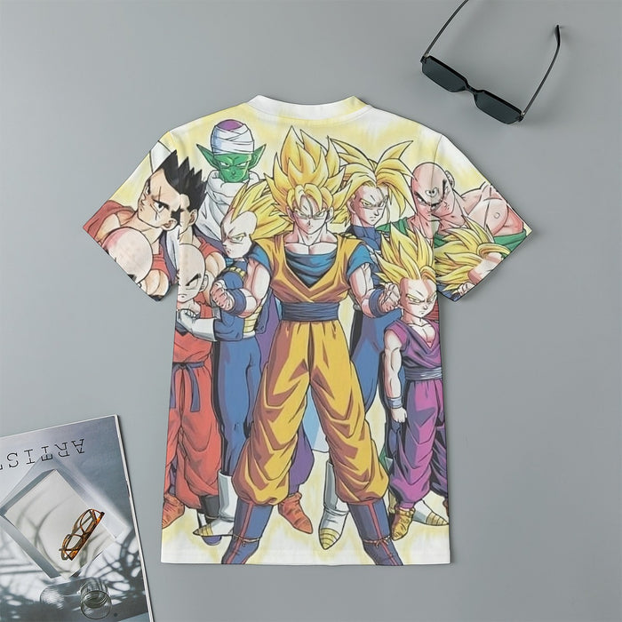 DBZ Goku Vegeta Super Saiyan Krillin Piccolo All Heroes Vibrant Design Kids T-Shirt