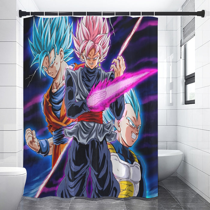 Dragon Ball Goku 2 Goku Rose Vegeta 2 Ultra Instinct Shower Curtain