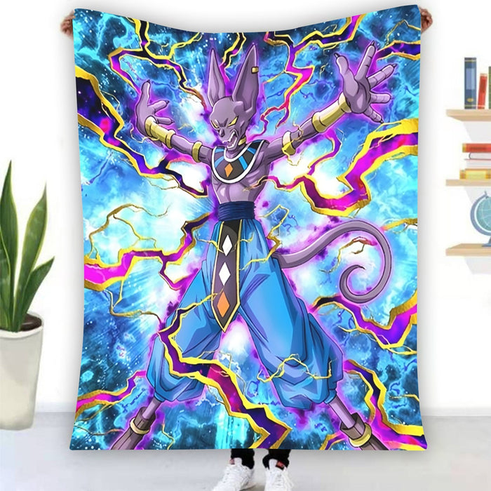 Dragon Ball Super Beerus Destruction God Egyptian Cat Vibrant Design Blanket