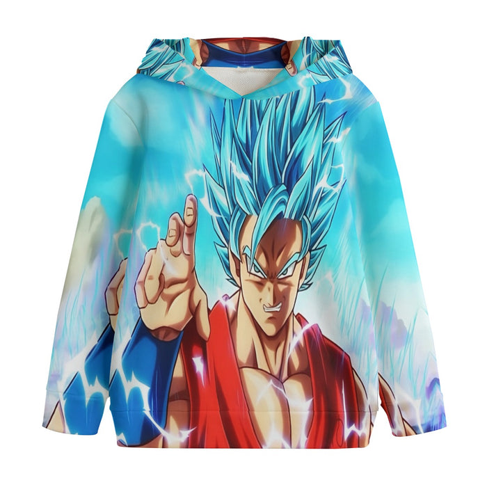 Dragon Ball Super Goku Blue Lightning SSGSS Design Kids' Hoodie