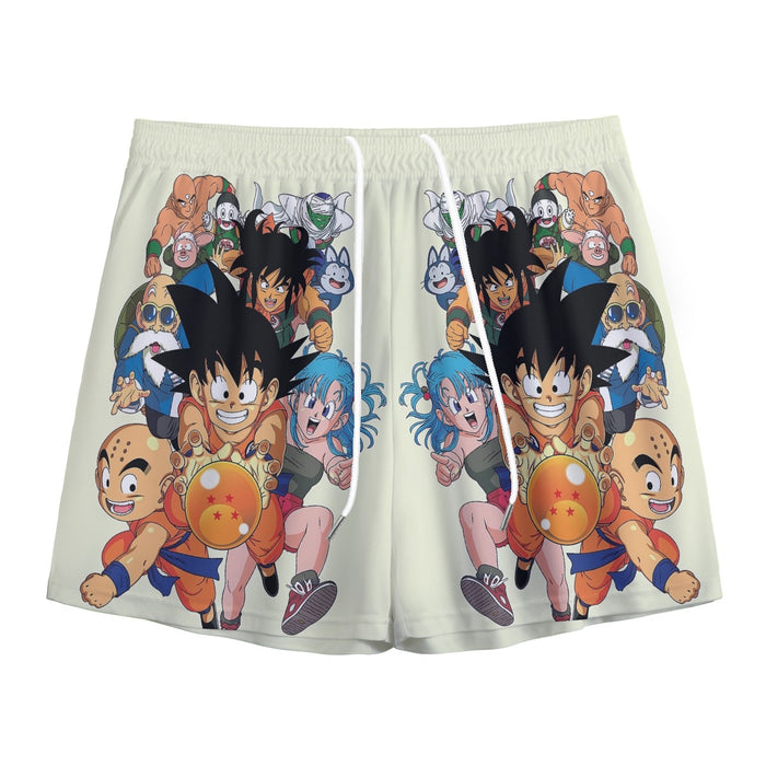 DBZ Kid Goku Master Roshi Bulma Krillin Chasing Dragon Ball Funny Mesh Shorts