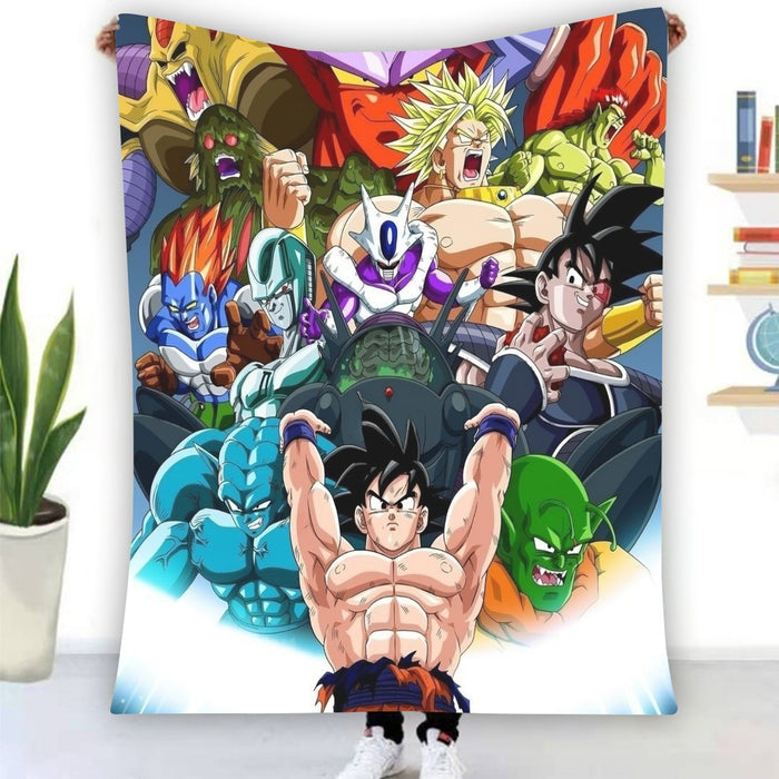 DBZ Goku Spirit Bomb Destroy Villains Cooler Broly Namek Vibrant Blanket