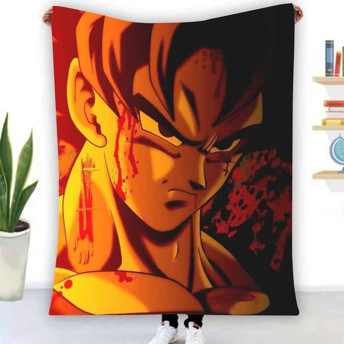 Dragon Ball Z Pissed Serious Son Goku Dope Orange Blanket