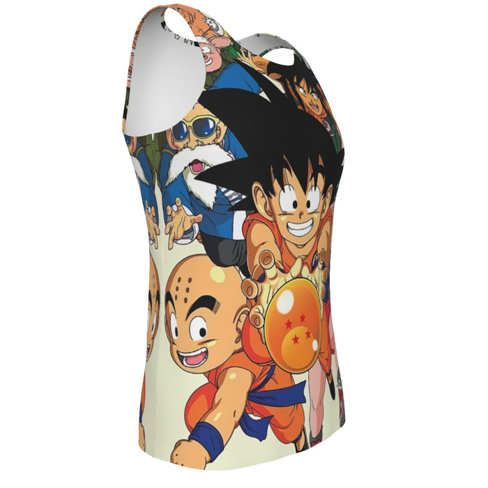 DBZ Kid Goku Master Roshi Bulma Krillin Chasing Dragon Ball Funny Tank Top