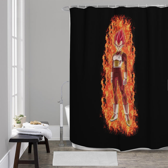 DBZ Vegeta Super Saiyan God Whis Symbol Fire Aura Streetstyle Shower Curtain