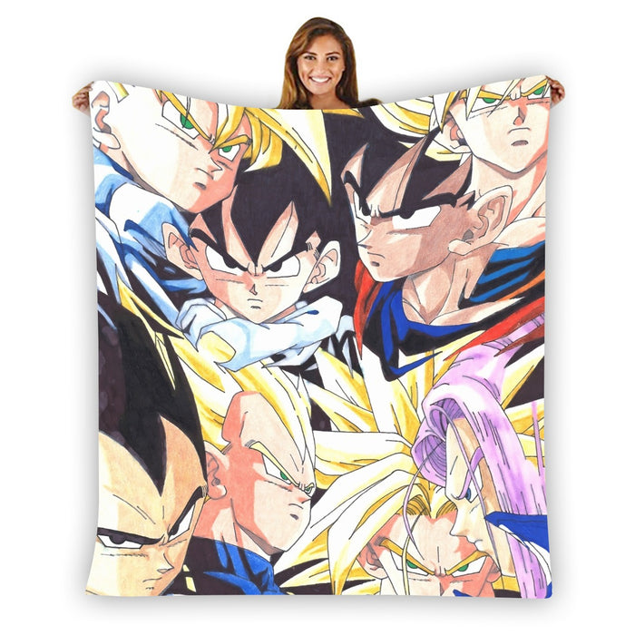 Dragon Ball Goku Vegeta Trunks Gohan Super Saiyan Cool Trending Design Blanket