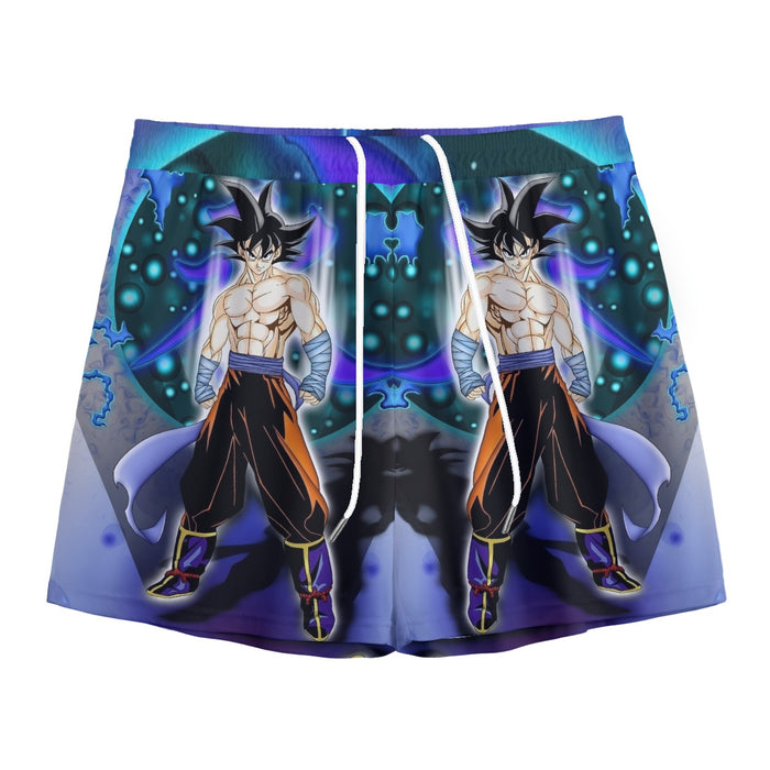 DBZ Goku Muscular Saiyan Vibrant Background Art Style Mesh Shorts
