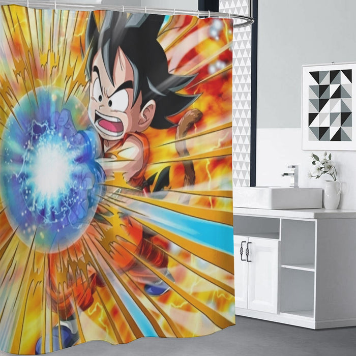 Dragon Ball Energy Kid Goku Blue Kamehameha Shower Curtain