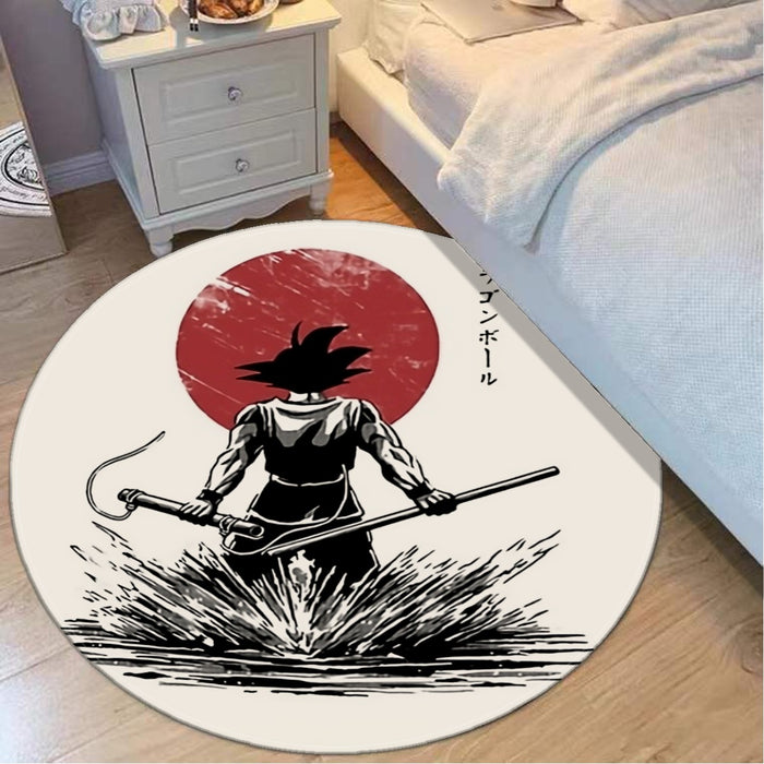 Goku With Red Moon Dragon Ball Round Mat