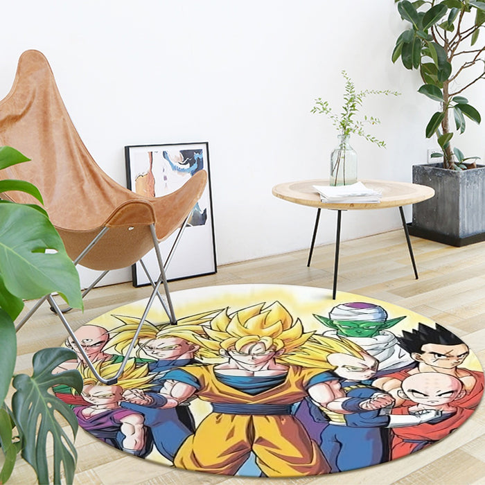 DBZ Goku Vegeta Super Saiyan Krillin Piccolo All Heroes Vibrant Design Round Mat