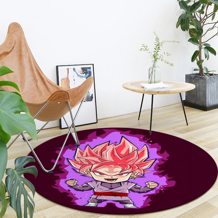 DBZ Goku Black Zamasu Rose Super Saiyan Cute Chibi Design Round Mat