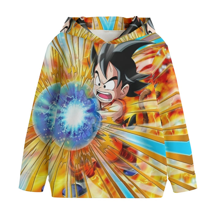 Dragon Ball Energy Kid Goku Blue Kamehameha Kids' Hoodie