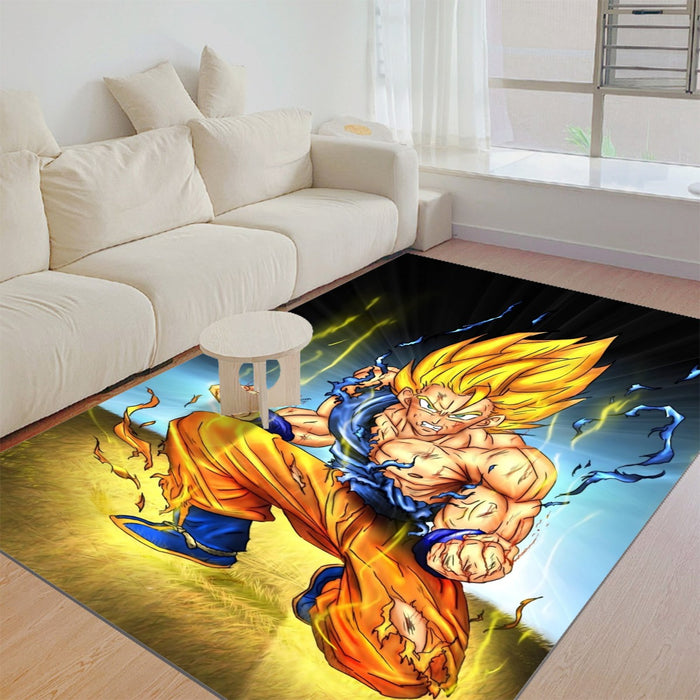 DBZ Goku Super Saiyan Thunder Power Damage Fight Cool Design Rug