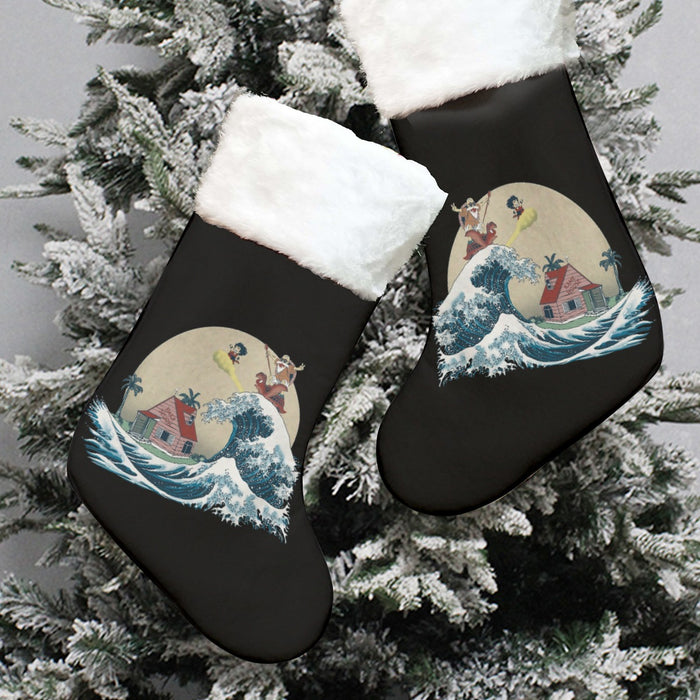 DBZ Kid Goku And Master Roshi Surfing To Kame House Christmas Socks