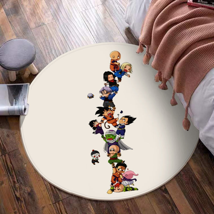 Dragon Ball Z Cute Adorable Chibi DBZ Characters White Round Mat