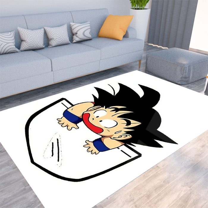 Smiling Goku On Pocket Of Dragon Ball Z Rug