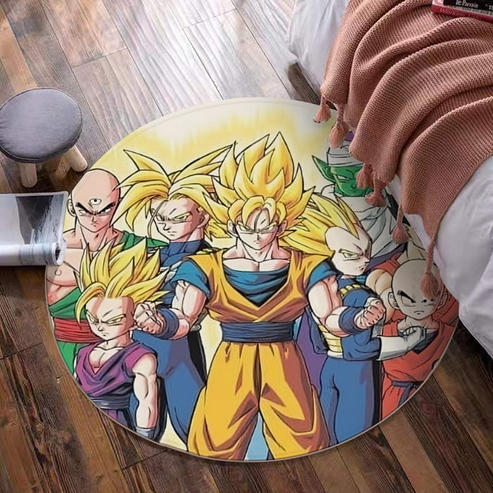 DBZ Goku Vegeta Super Saiyan Krillin Piccolo All Heroes Vibrant Design Round Mat