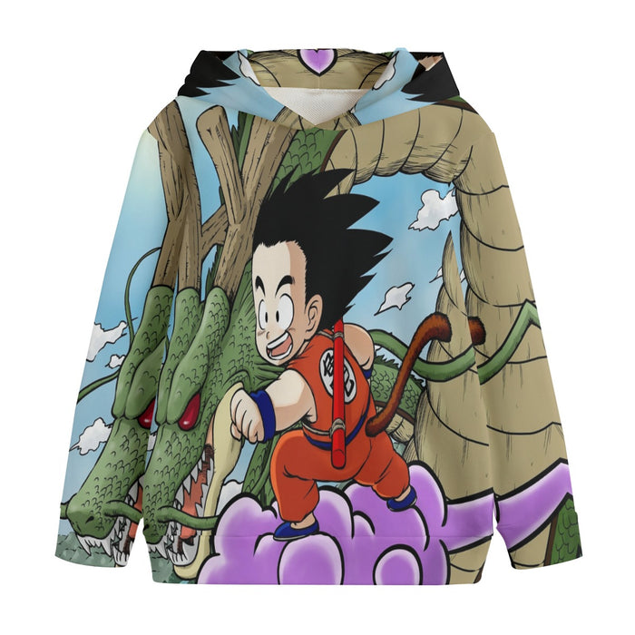 Dragon Ball  Kid Goku Flying With Shenron Kids' Hoodie