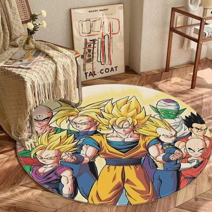 DBZ Goku Vegeta Super Saiyan Krillin Piccolo All Heroes Vibrant Design Round Mat