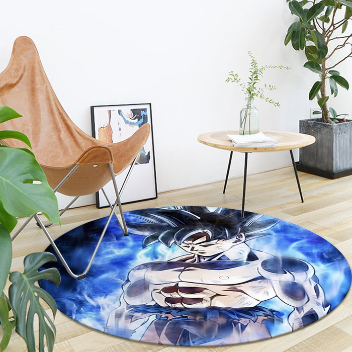 Dragon Ball Super Goku Ultra Instinct Blue Cool Casual Round Mat